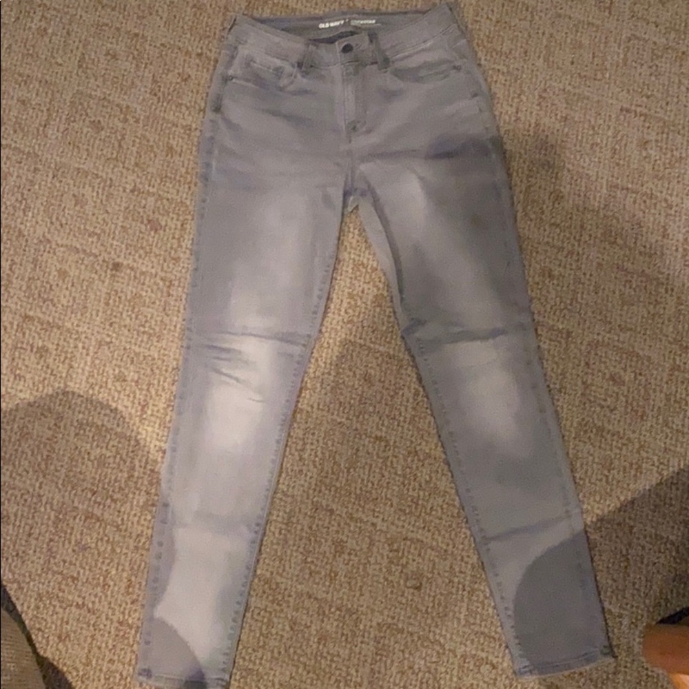 Gray distressed jeans
